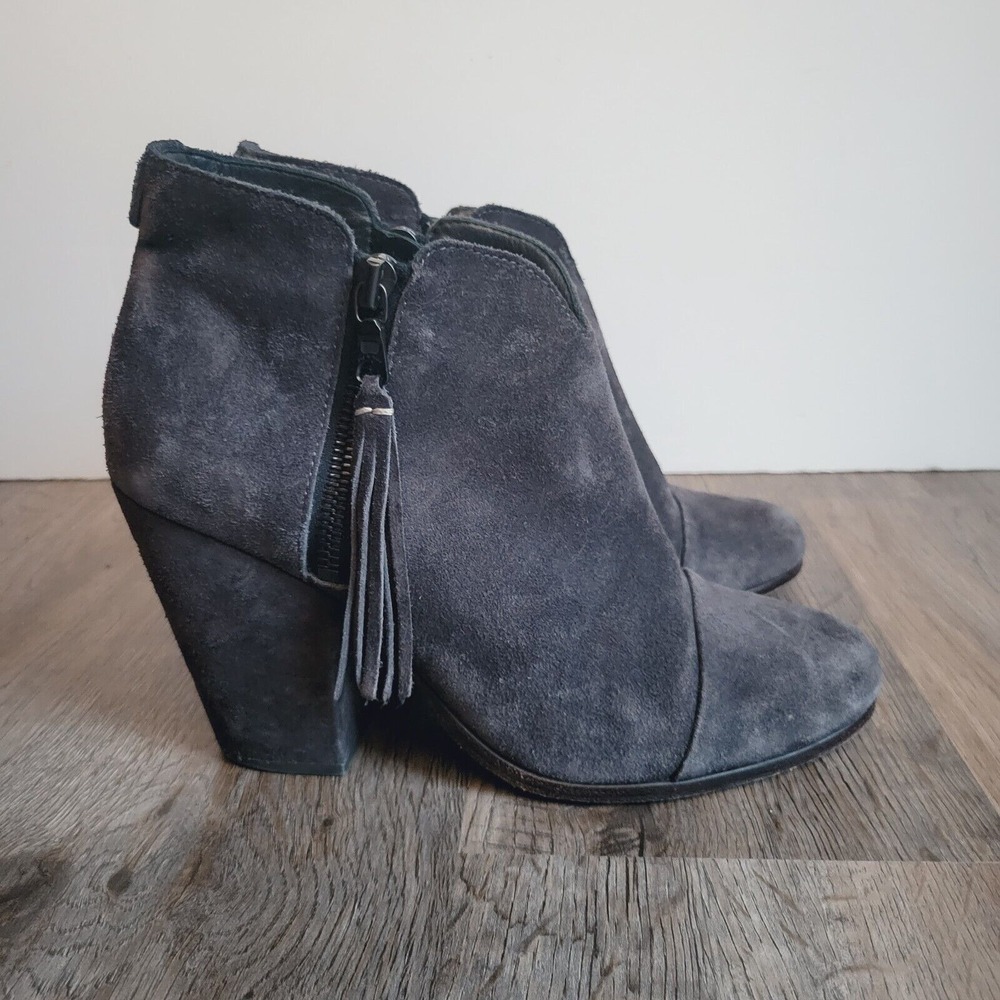Rag & Bone‎ Margot ankle boots US size 8 EU 38 gray suede dual zip with tassels - Picture 2 of 12